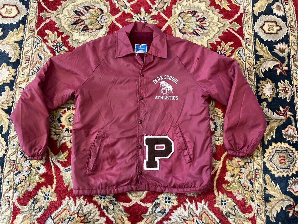 Vintage 1980s Champion Button‎ Windbreaker Jacket Size M Park School Athletics